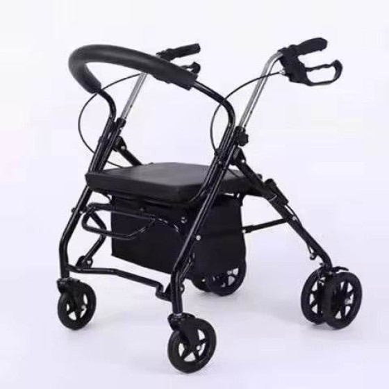 FOCLOVER Rollator Walker with Seat and 6-inch Wheels for Indoor and Outdoor Use