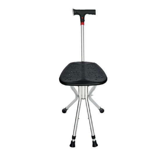 Sturdy Walking Stick With Folding Seat Flashlight
